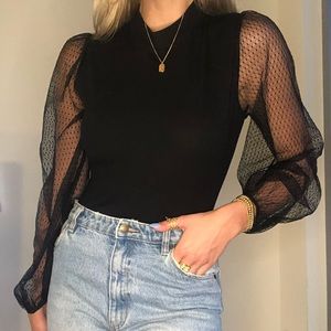 lulu’s black mesh balloon sleeve top